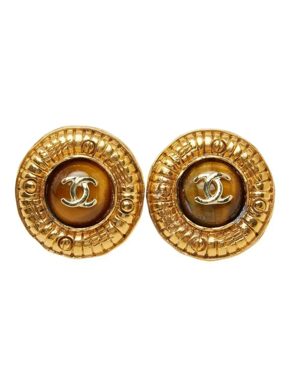 Chanel Cc Logo Round Clip-On Earrings #299645C60B